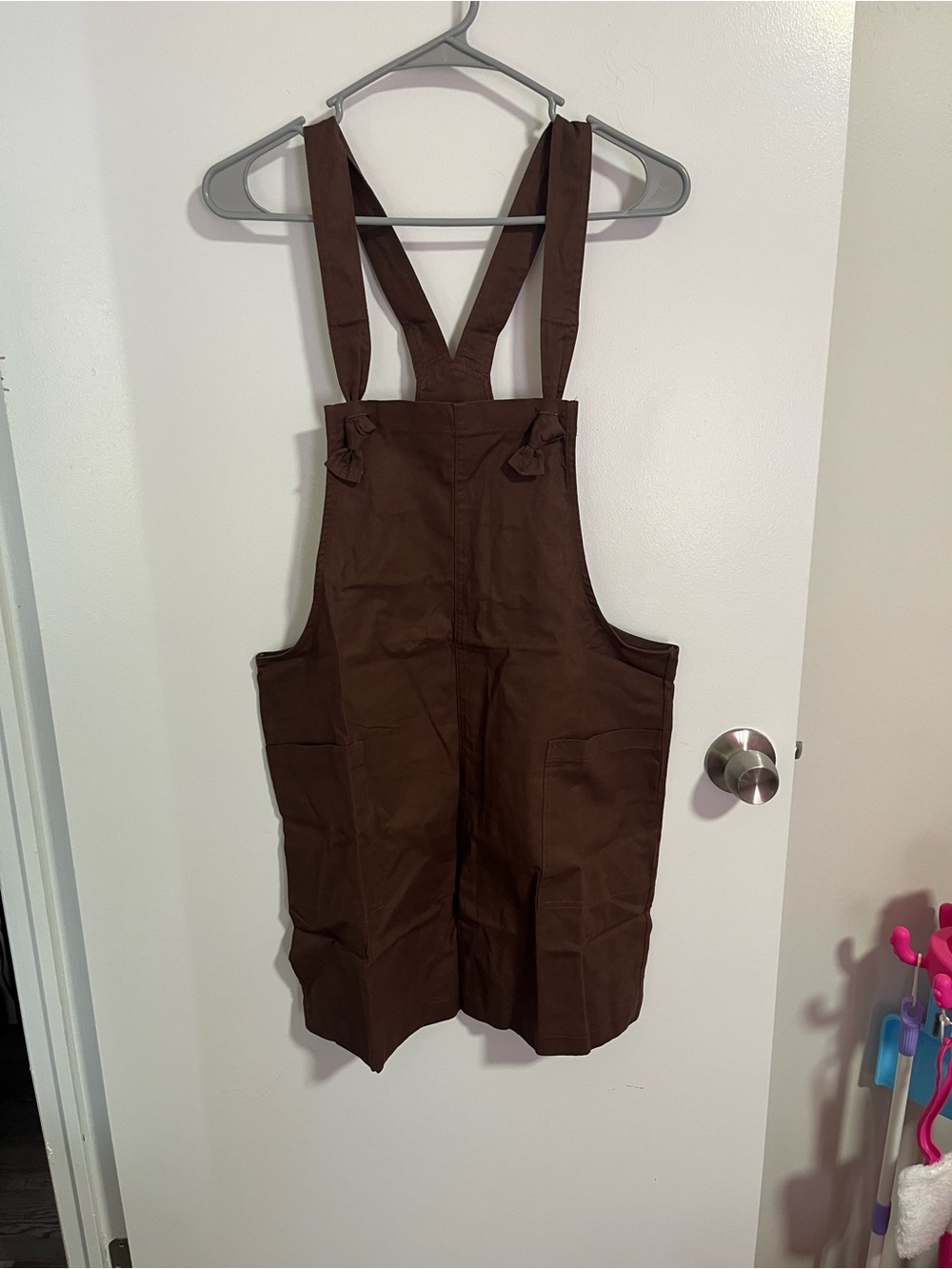 Zenana Outfitters Chocolate Brown Short Overalls With Adjustable Tie Straps